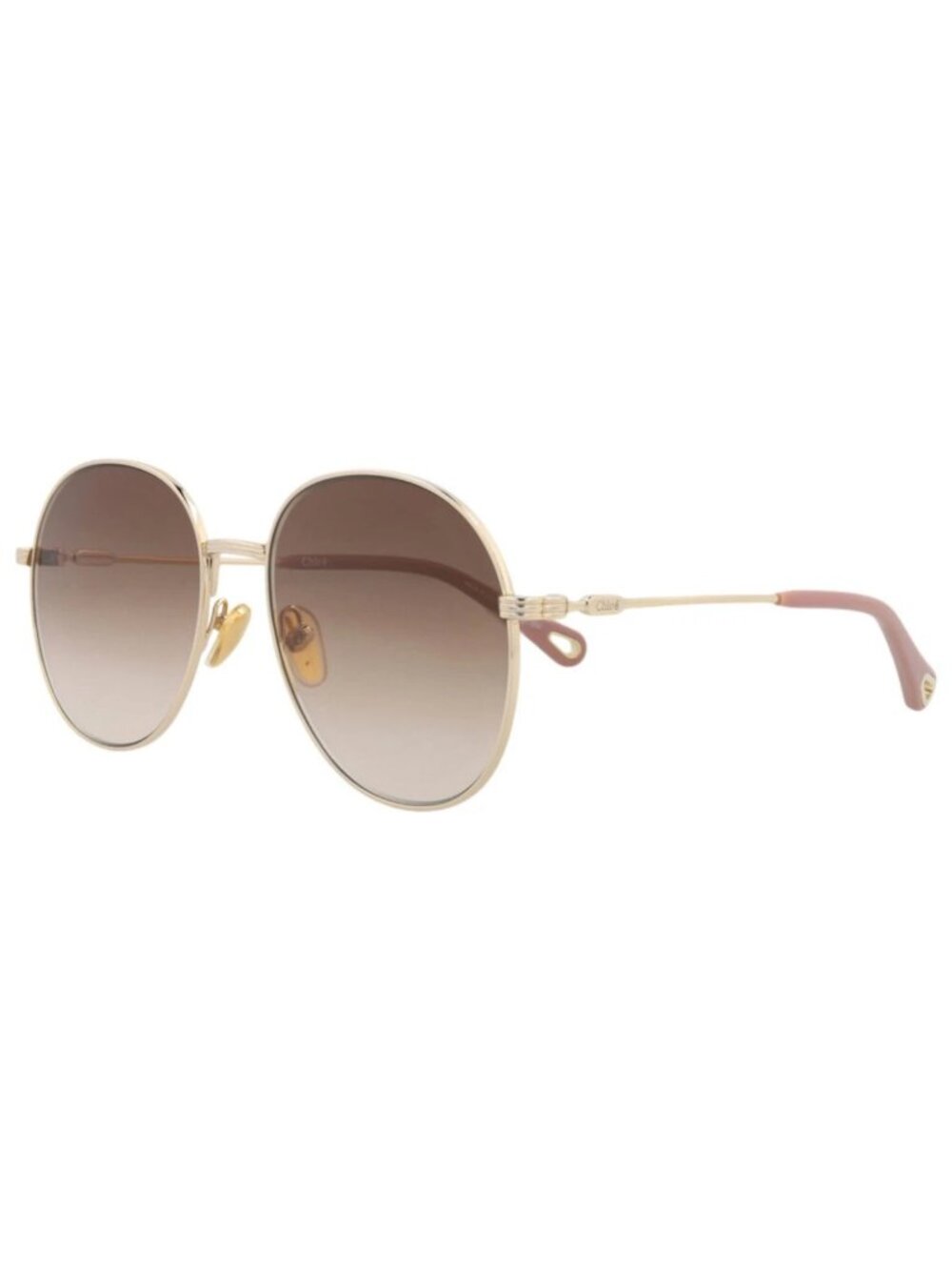 New Chloé Women's Sunglasses Round Oval Metal Frame Gold Gold Brown